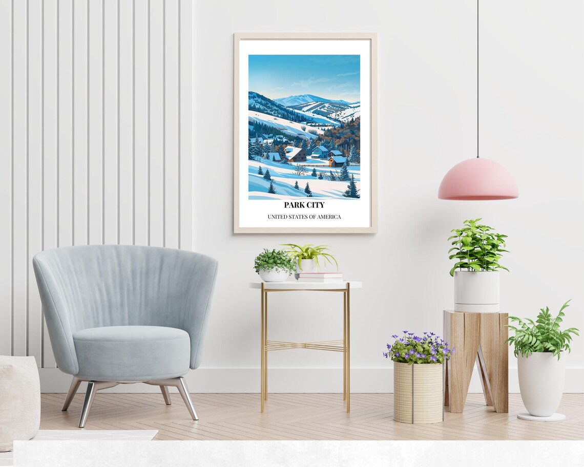 Park City Utah Winter Village Snow Landscape Mountain Wall Art - Image 2