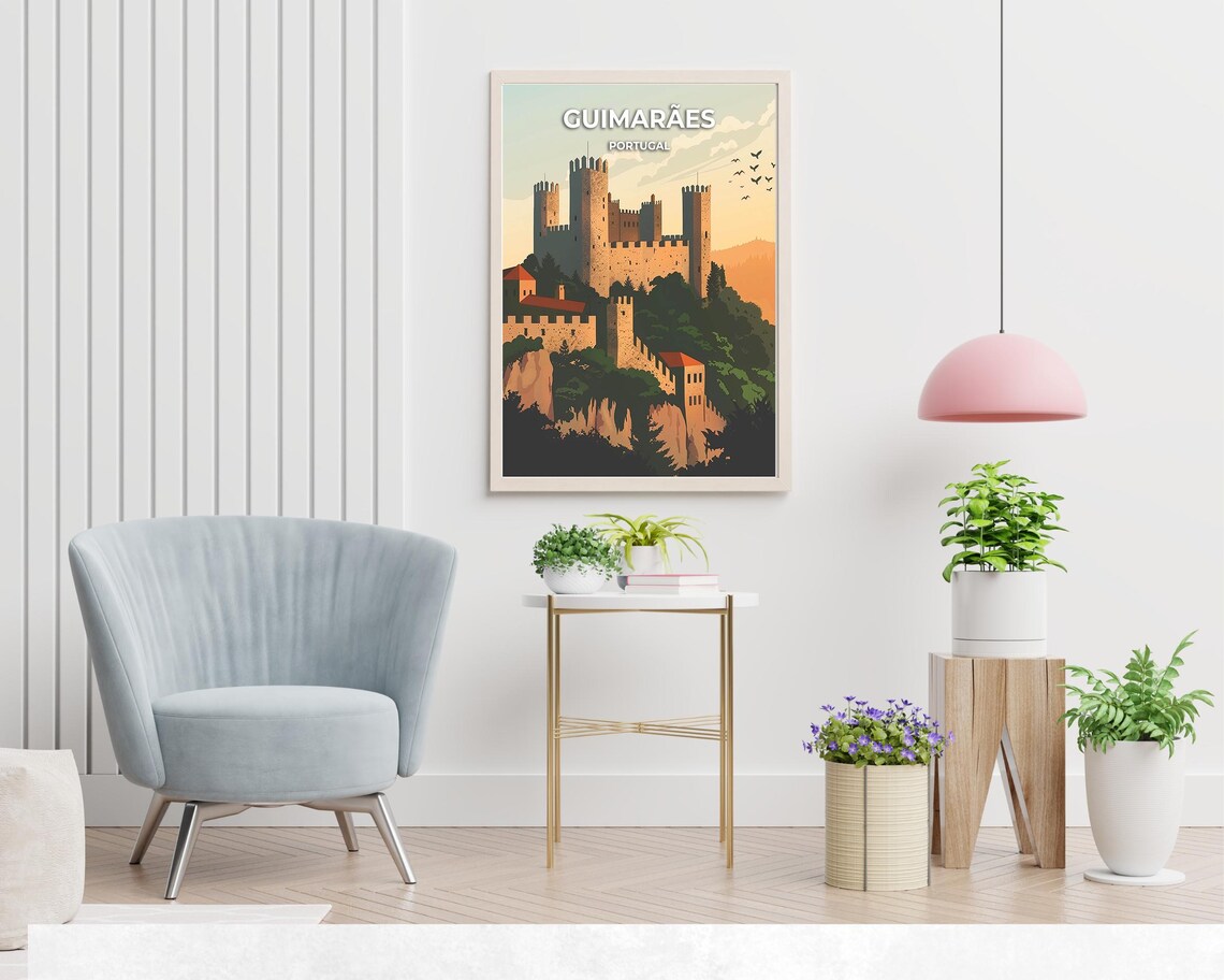 Guimarães Castle Portugal Sunset Medieval Fortress Travel Poster - Image 2