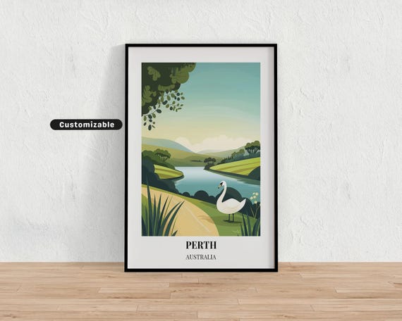 Perth Australia Travel Poster Custom Wall Art