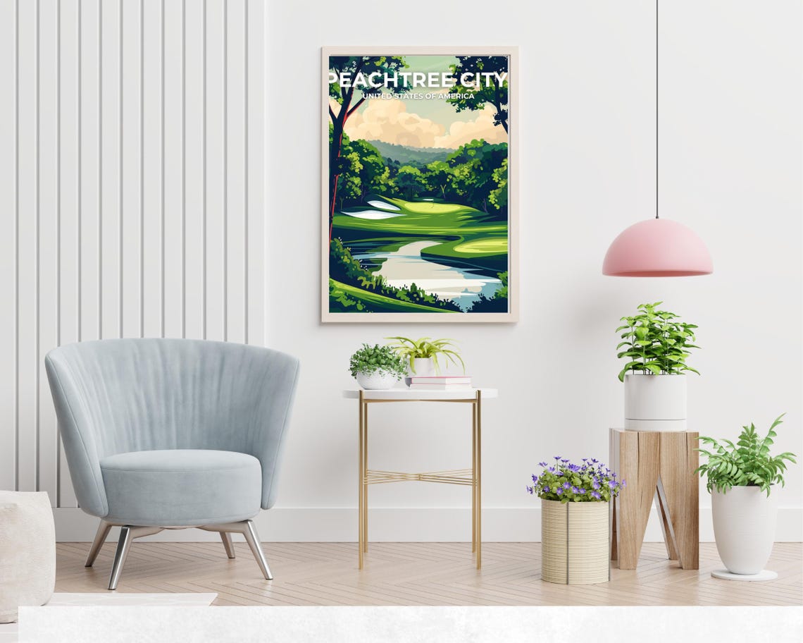 Peachtree City Travel Print Wall Art Peachtree City Georgia City Print Peachtree City Travel Gift Peachtree City City Poster Wall Art - Image 2