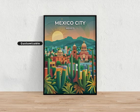 Mexico City Travel Poster Custom Wall Art