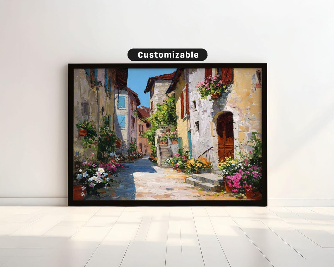 Charming European Village Street With Flower Boxes Art Poster