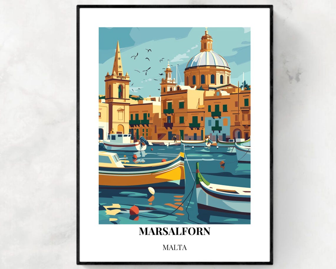 Marsalforn Travel Print Wall Art Marsalforn Malta City Print Marsalforn Bay Travel Gift Marsalforn Bay Poster