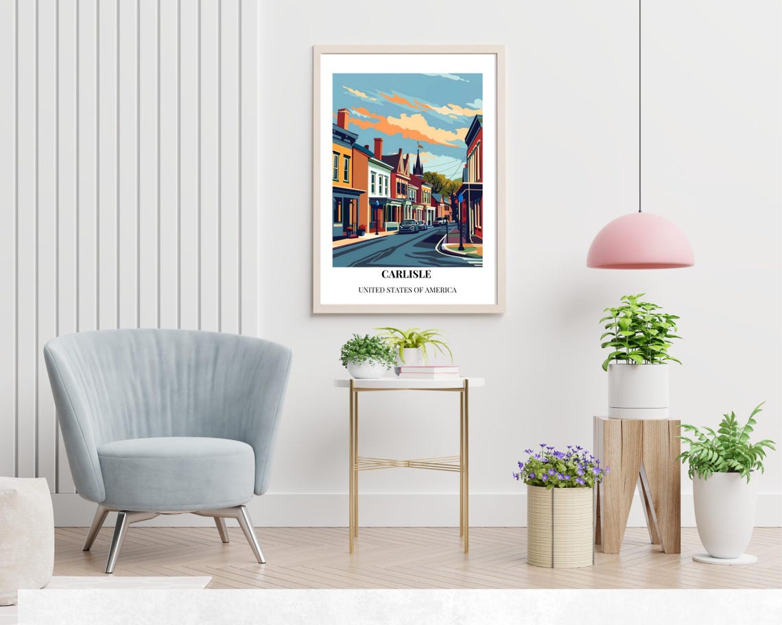 Carlisle Pennsylvania Charming Main Street Vintage Travel Poster - Image 2