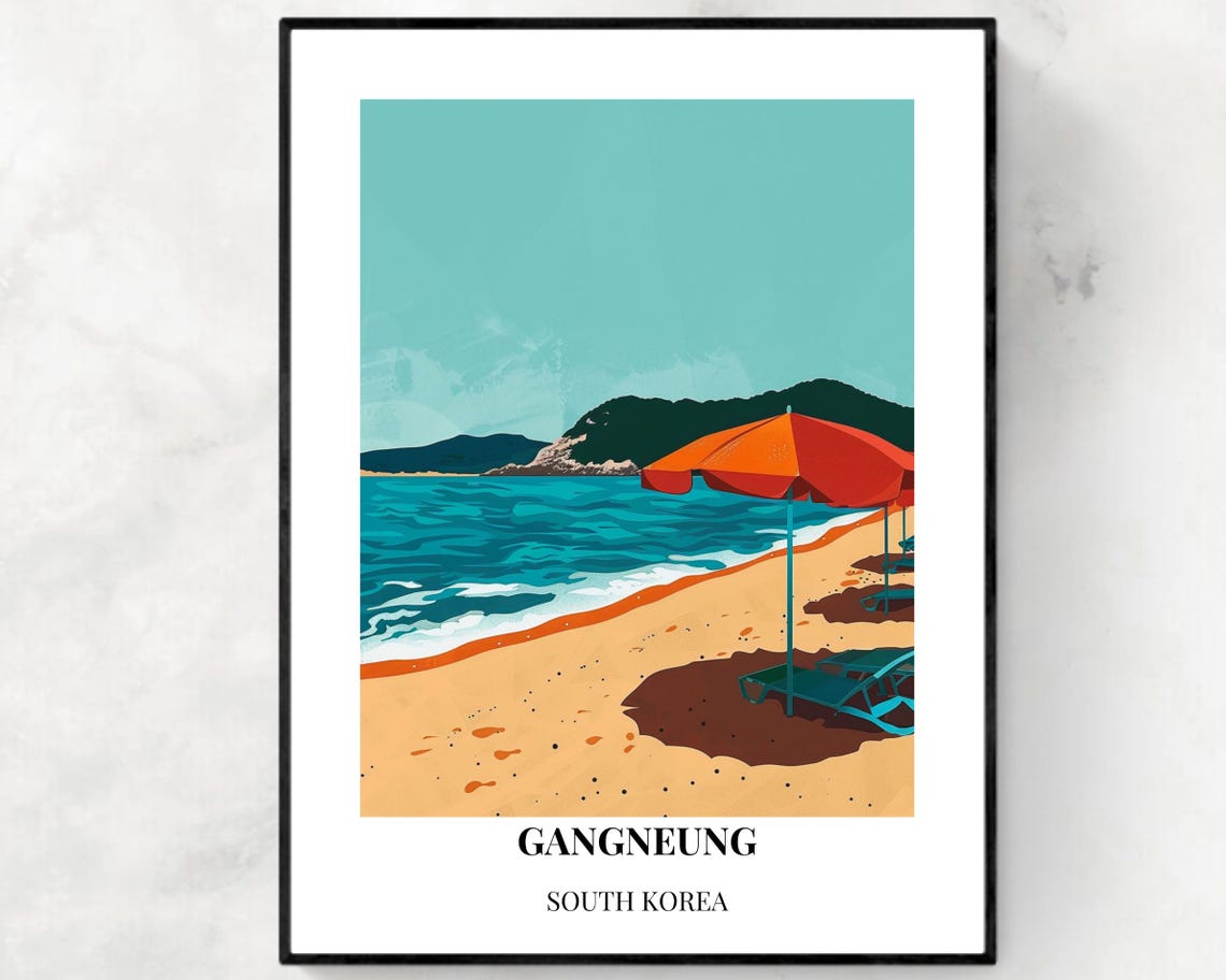 Gyeongpo Beach Travel Print Wall Art Gangneung South Korea City Print Gyeongpo Beach Travel Gift Gyeongpo Beach Poster Travel Gift