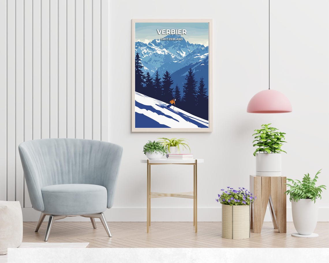 Verbier Switzerland Travel Print Wall Art Verbier Switzerland City Print Verbier Switzerland Travel Gift Verbier Switzerland Poster - Image 2