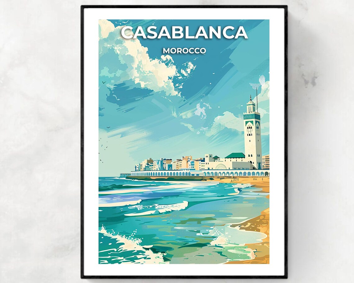 Casablanca Morocco Travel Wall Art Poster Print