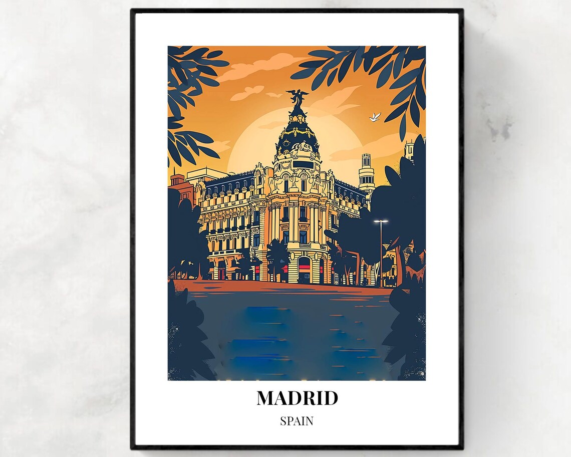 Madrid Travel Poster, Spain City Gift