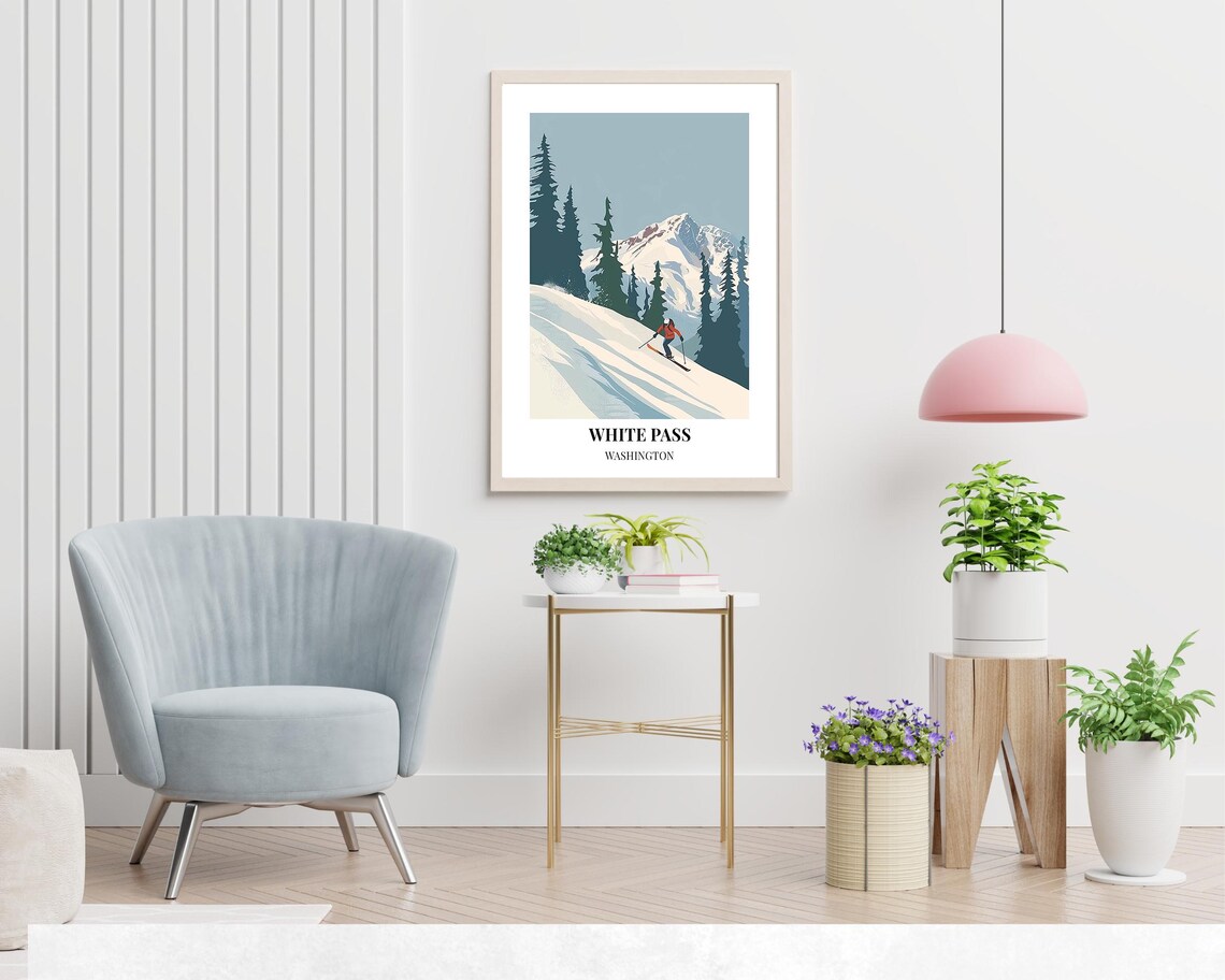 White Pass Washington Graceful Powder Turn Tall Evergreen Poster - Image 2