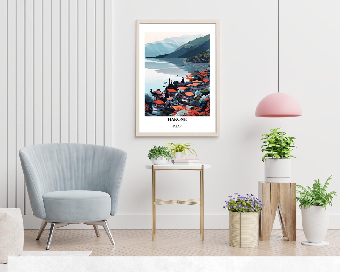 Hakone Japan Lakeside Village Autumn Mountains Scenic Poster - Image 2