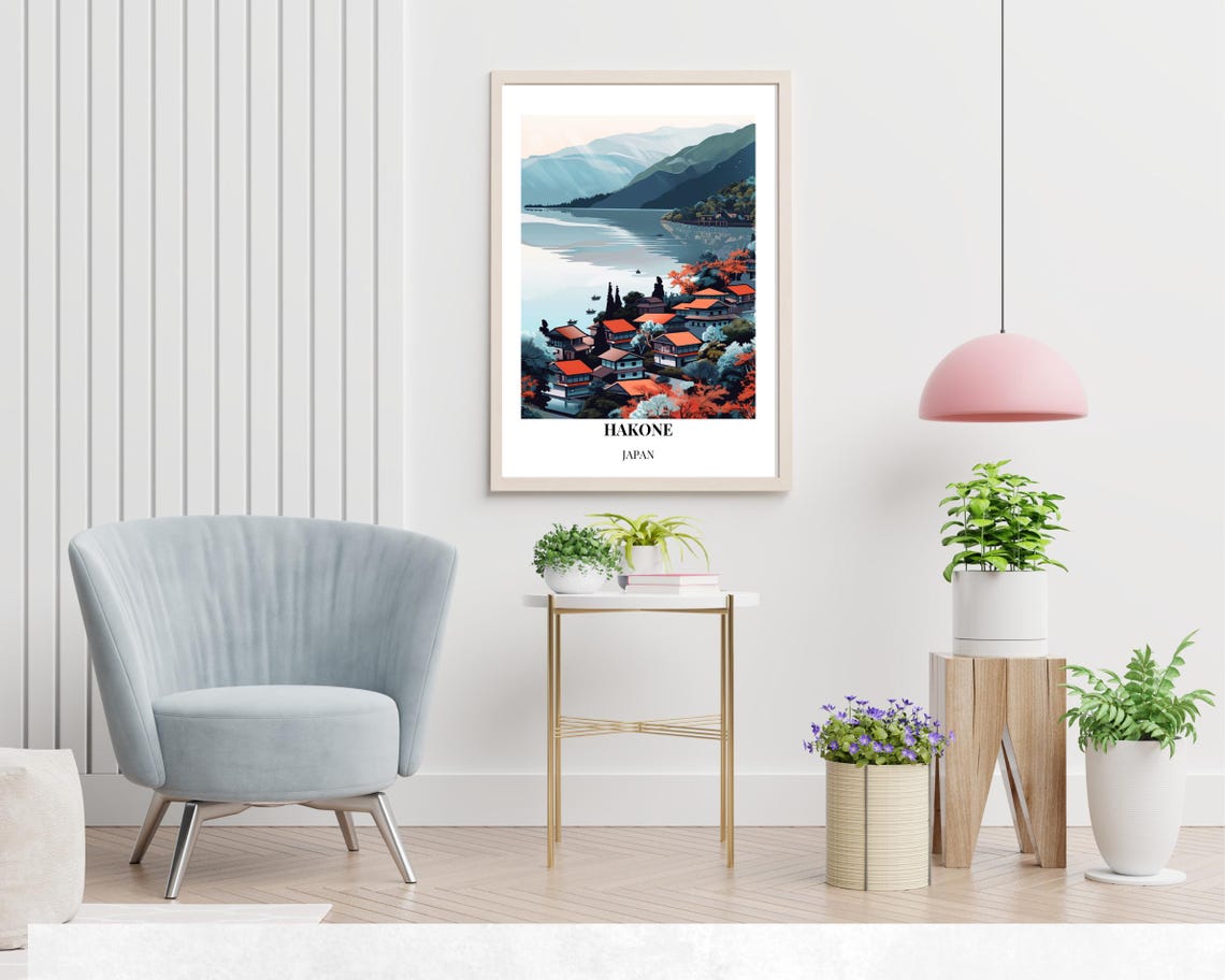 Lake Ashi Travel Print Wall Art Hakone Japan City Print Lake Ashi Travel Gift Lake Ashi Poster Travel Gift Wall Art - Image 2