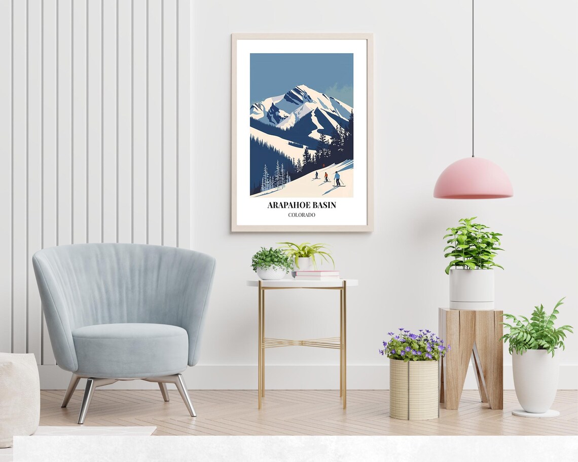 Arapahoe Basin Colorado Daytime Skiers Slopes Trees Snow Poster - Image 2