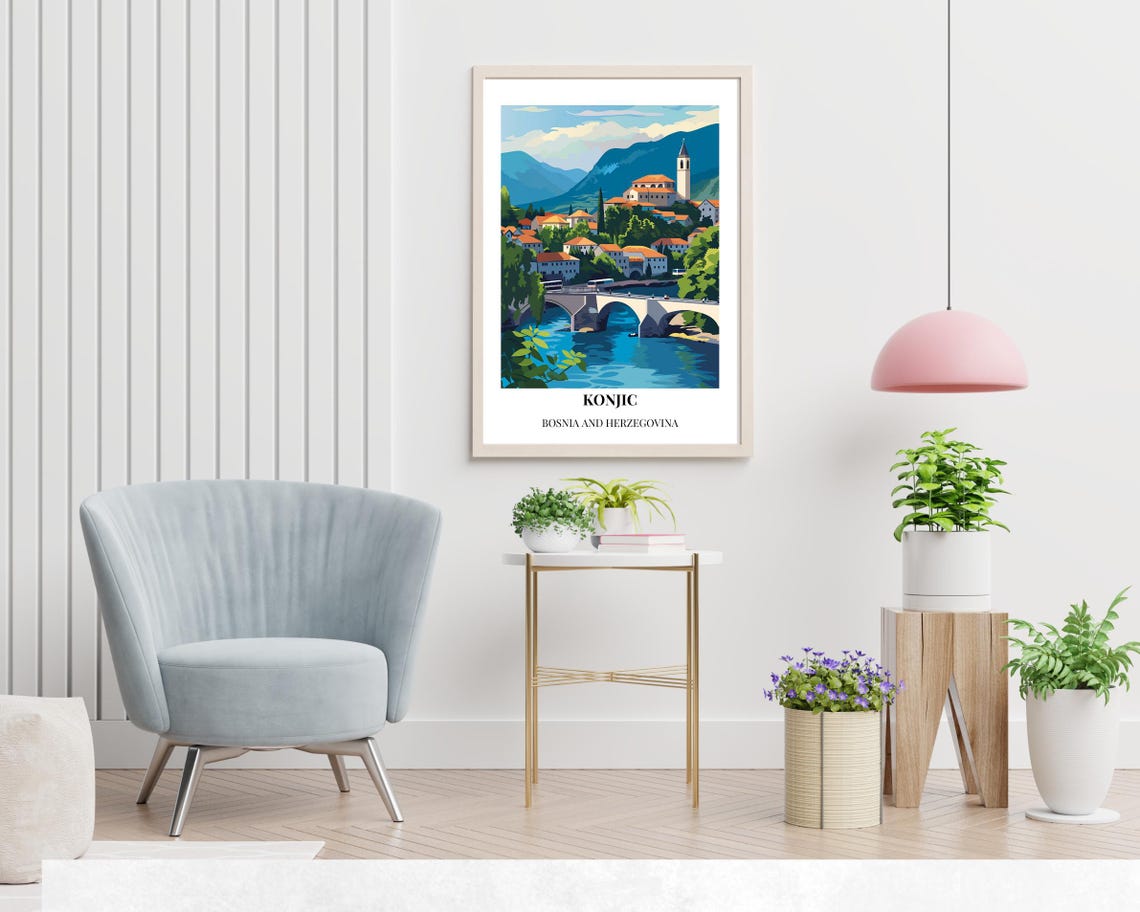 Konjic Bridge Travel Print Wall Art Konjic Bosnia And Herzegovina City Print Konjic Bridge Travel Gift Konjic Bridge Poster Wall Art - Image 2