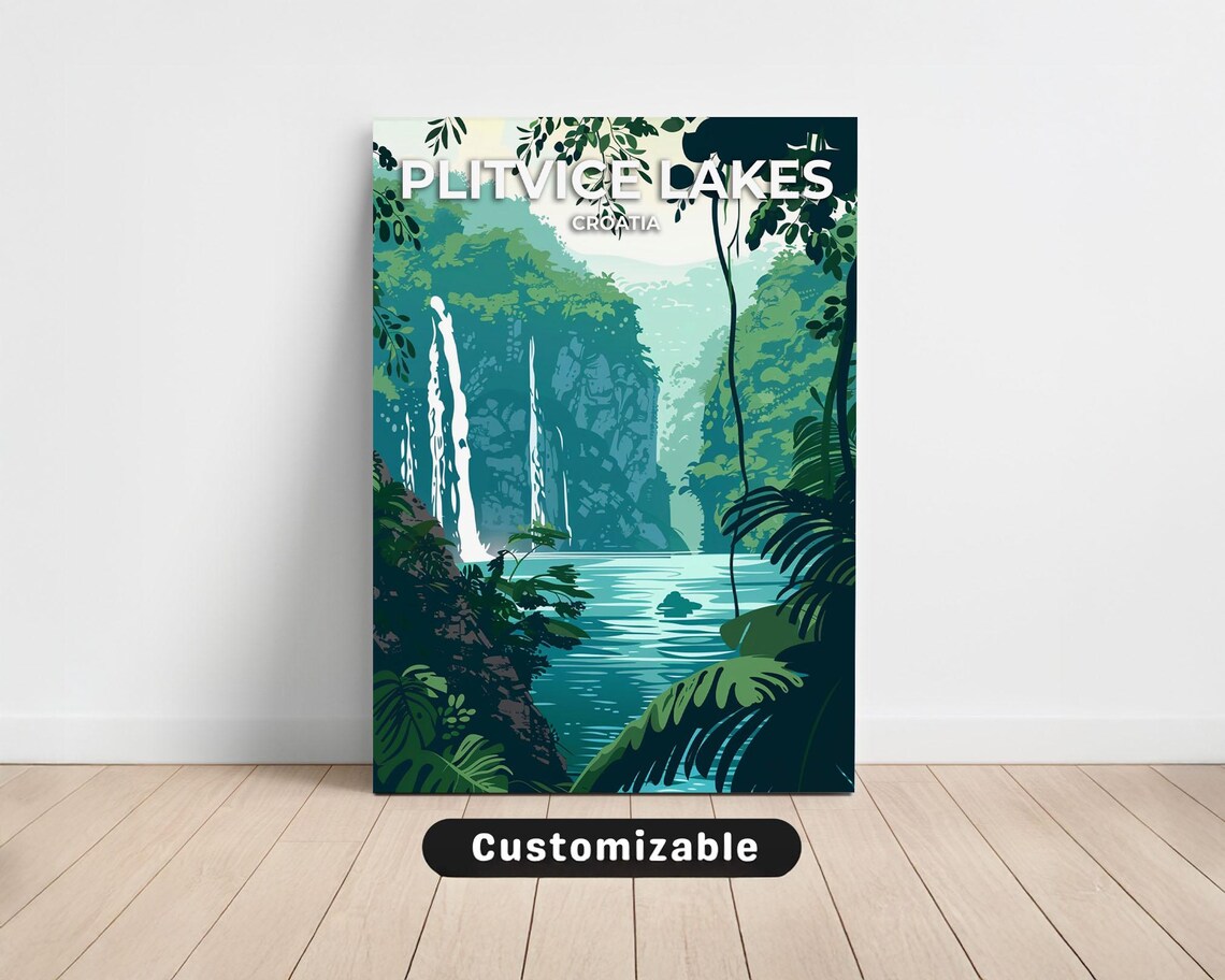 Plitvice Lakes Croatia Waterfalls Turquoise Lakes Travel Poster