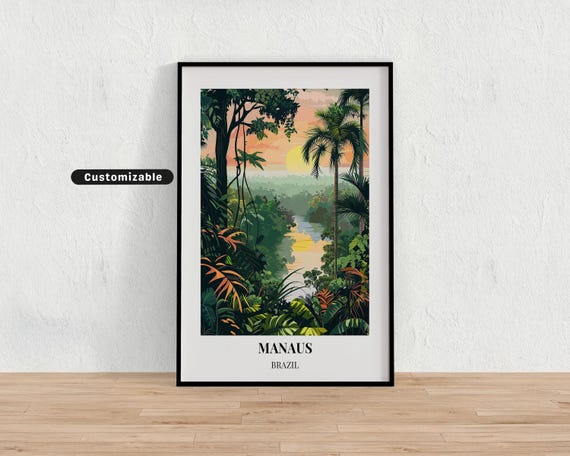 Manaus Brazil Travel Poster Custom Wall Art