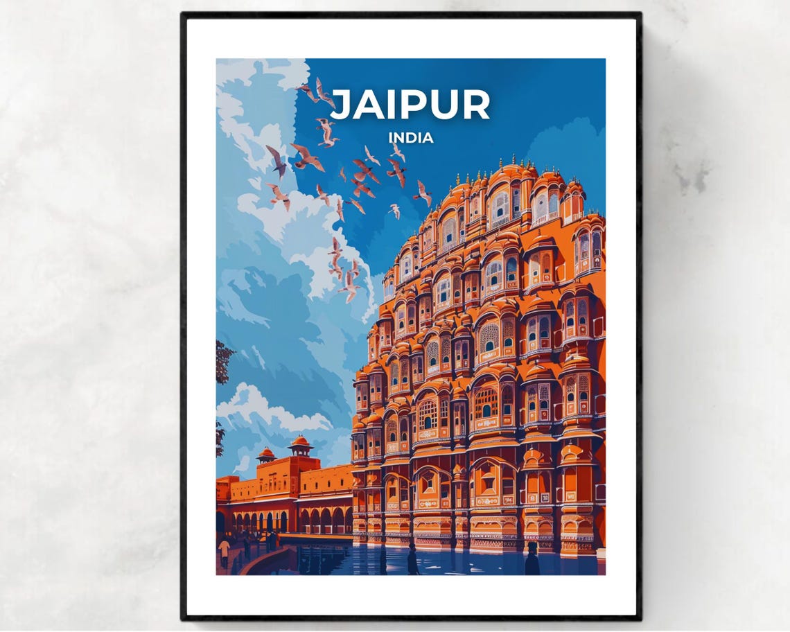 Hawa Mahal Palace Of Winds Travel Print Wall Art Jaipur India City Print Hawa Mahal Palace Of Winds Travel Gift