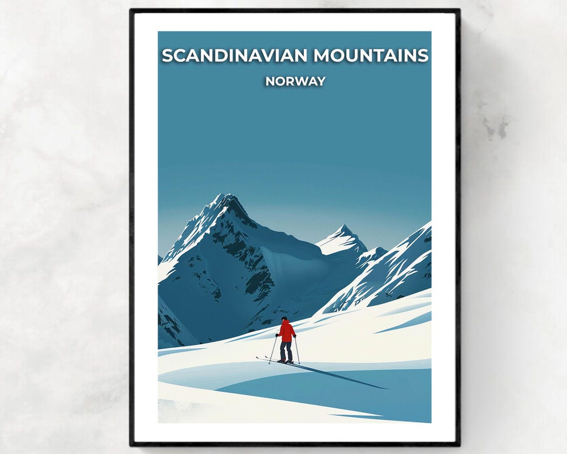 Scandinavian Mountains Norway Lone Skier Alpine Winter Poster