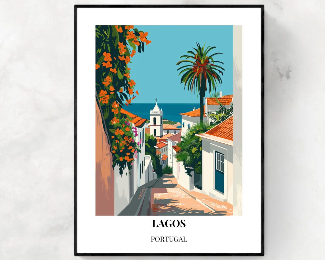 Lagos Portugal Travel Print Wall Art Lagos Portugal City Print Ponta Da Piedade Travel Gift Ponta Da Piedade Poster