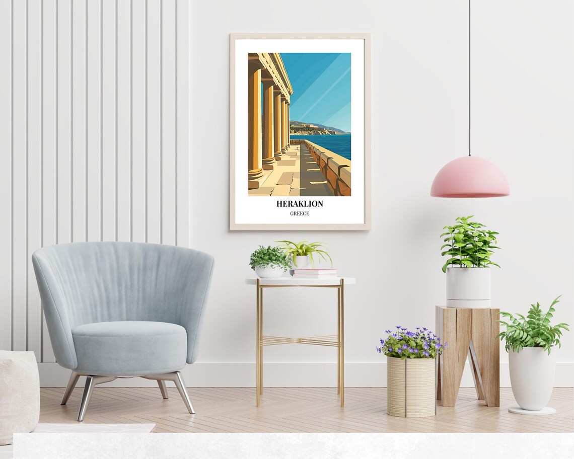 Heraklion Greece Golden Colonnade Terrace Above The Sea Poster - Image 2