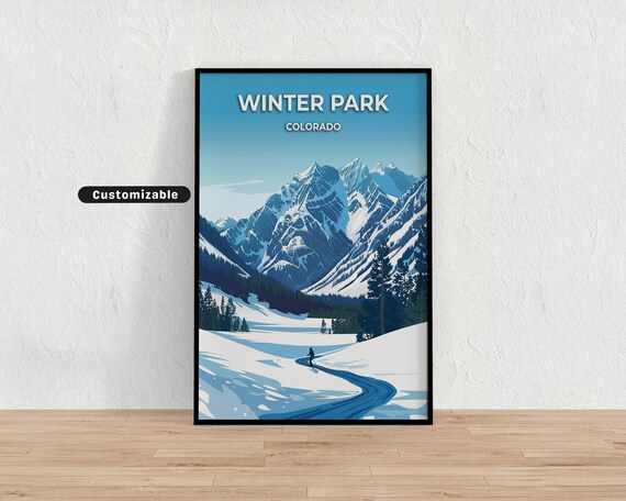 Winter Park Colorado Lone Skier Snowy Peaks Alpine Slope Travel Poster