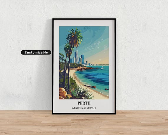 Perth Western Australia Travel Poster Custom Wall Art