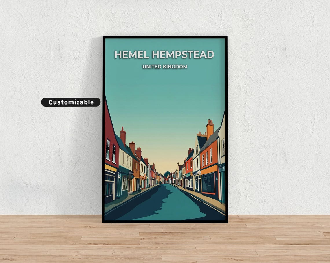 Hemel Hempstead United Kingdom Charming High Street Travel Poster