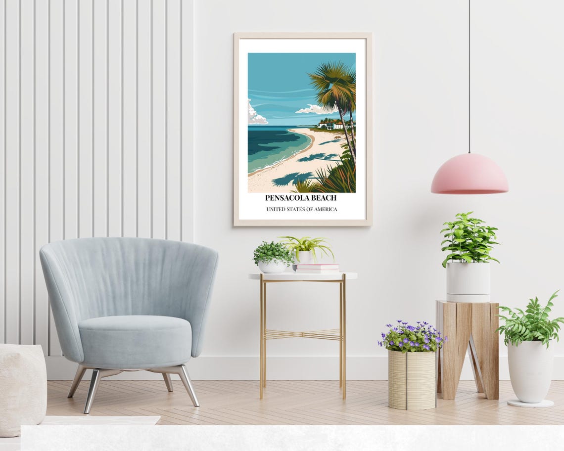 Pensacola Beach Travel Print Wall Art Pensacola Beach Florida City Print Pensacola Beach Travel Gift Pensacola Beach City Poster - Image 2