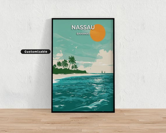 Nassau Bahamas Travel Poster Custom Wall Art