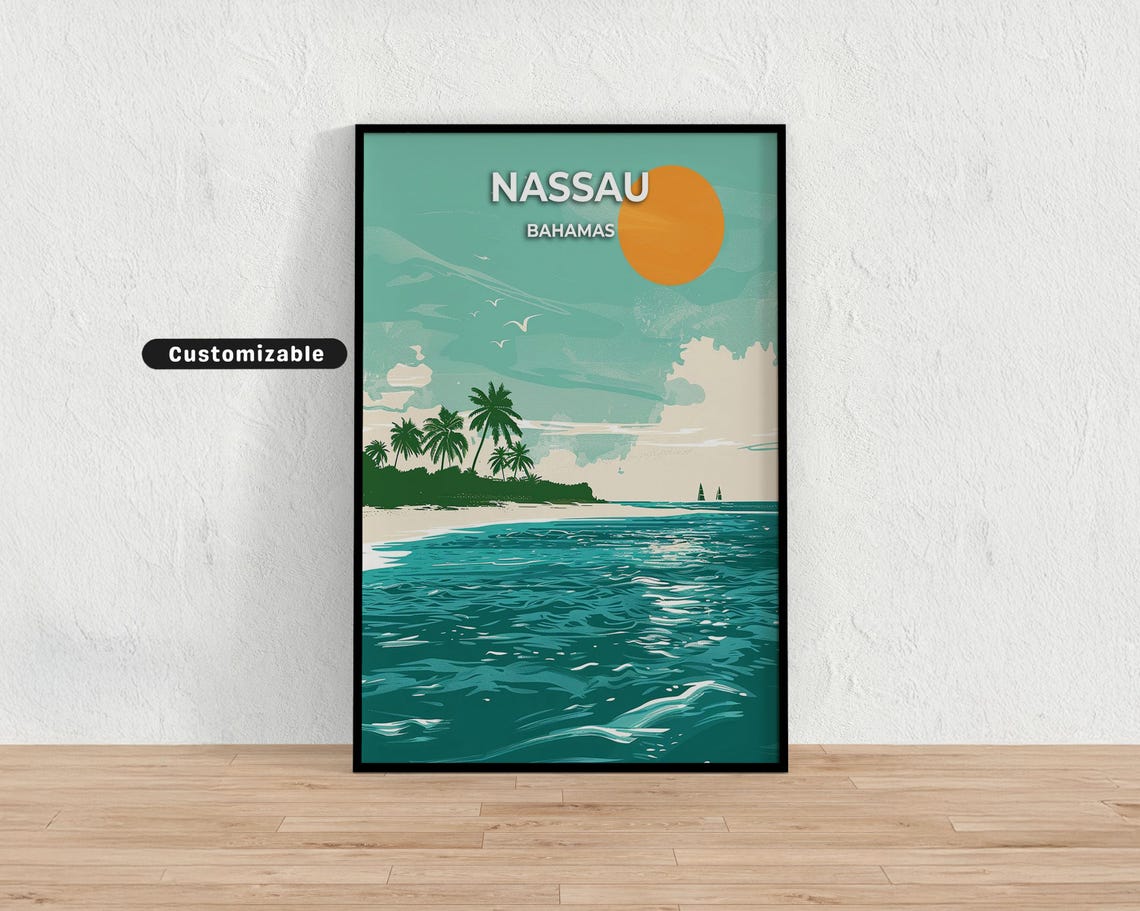 Nassau Bahamas Travel Poster Custom Wall Art