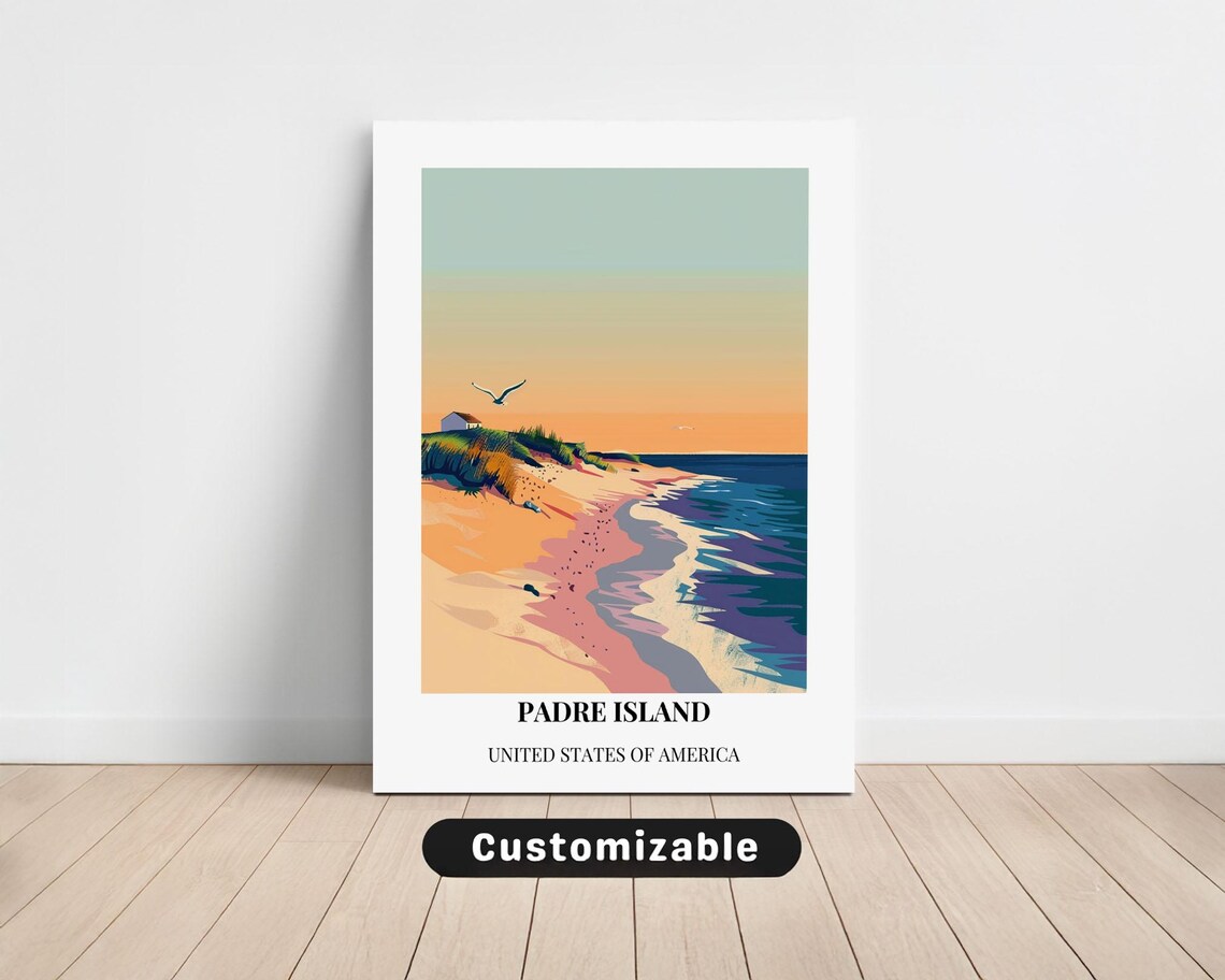Padre Island United States of America Sunset Beach Travel Poster