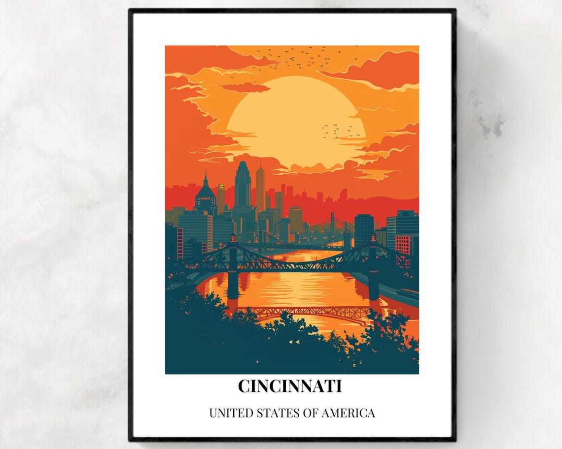 Cincinnati United States Travel Print Wall Art Cincinnati United States City Print Cincinnati United States Travel Gift Cincinnati