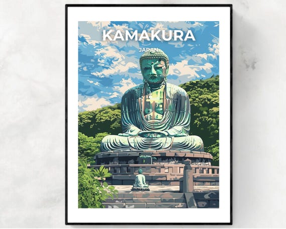 Great Buddha Of Kamakura Travel Print Wall Art Kamakura Japan City Print Great Buddha Of Kamakura Travel Gift