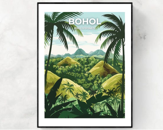 Chocolate Hills Travel Print Wall Art Bohol Philippines City Print Chocolate Hills Travel Gift Chocolate Hills Poster
