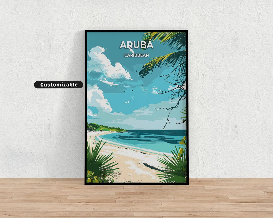 Aruba Caribbean Travel Poster Custom Wall Art