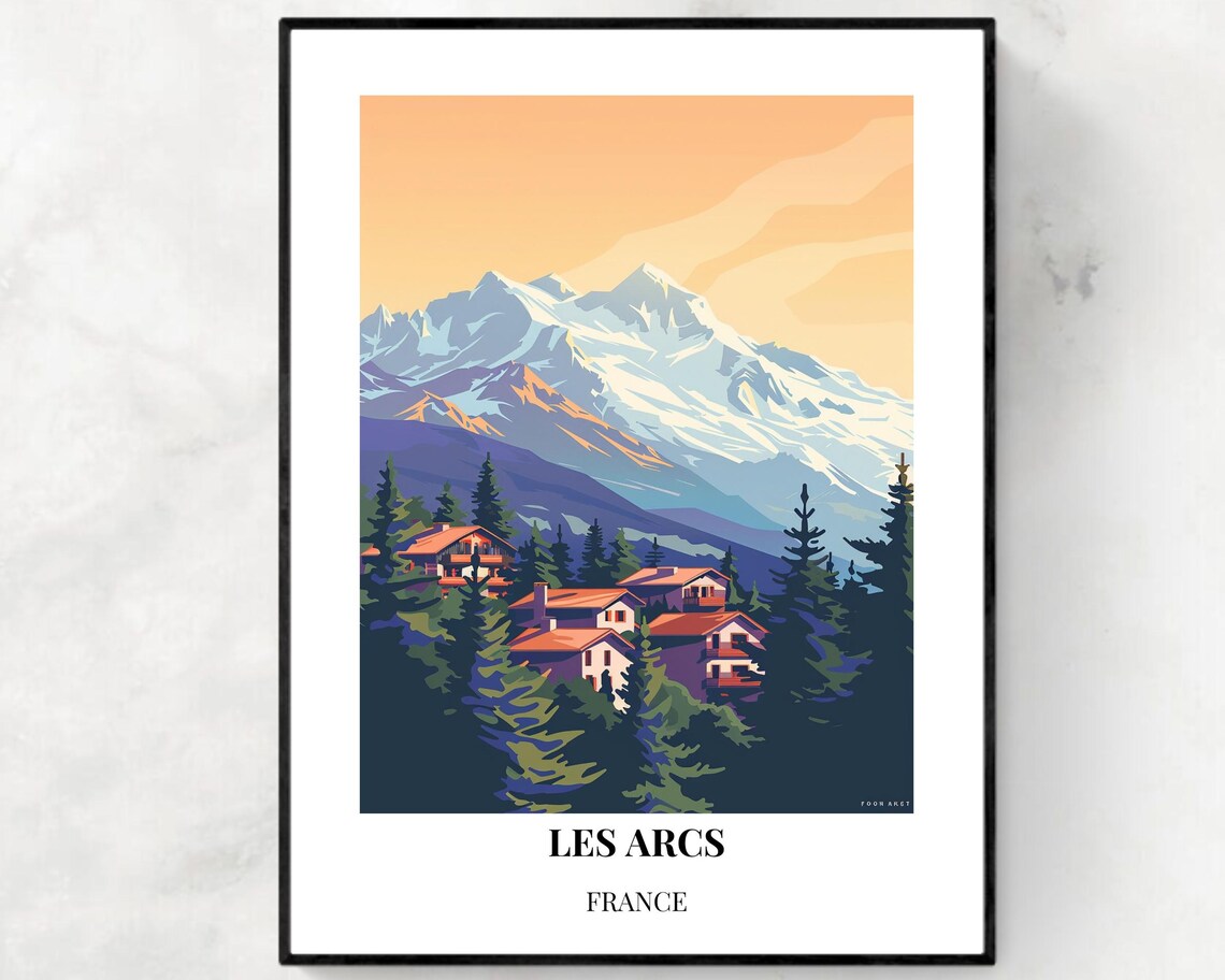 Les Arcs France Alpine Resort Mountains Winter Travel Poster