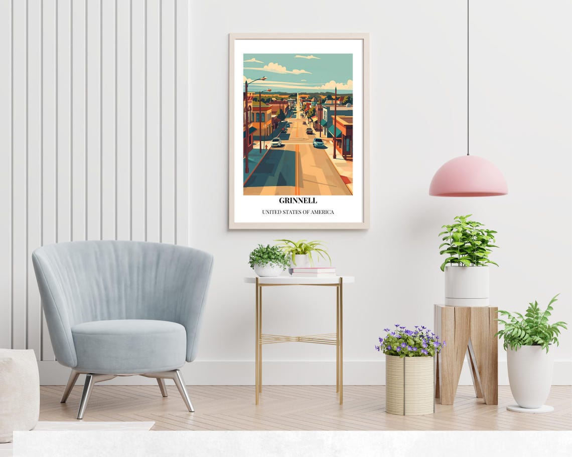 Grinnell Travel Print Wall Art Grinnell Lowa City Print Grinnell Travel Gift Grinnell City Poster Travel Gift - Image 2