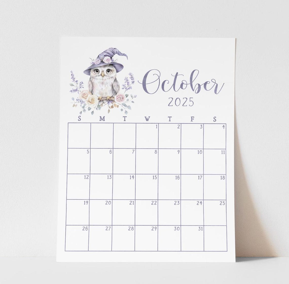 October 2025 Calendar Fall Monthly Planner Halloween Office Desk Decor Seasonal Fridge Calendar Cute Halloween Owl Artwork - Image 2