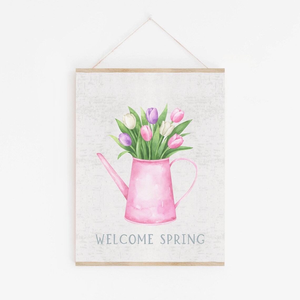 Welcome Spring Tulips In Watering Can Art Print - Image 4