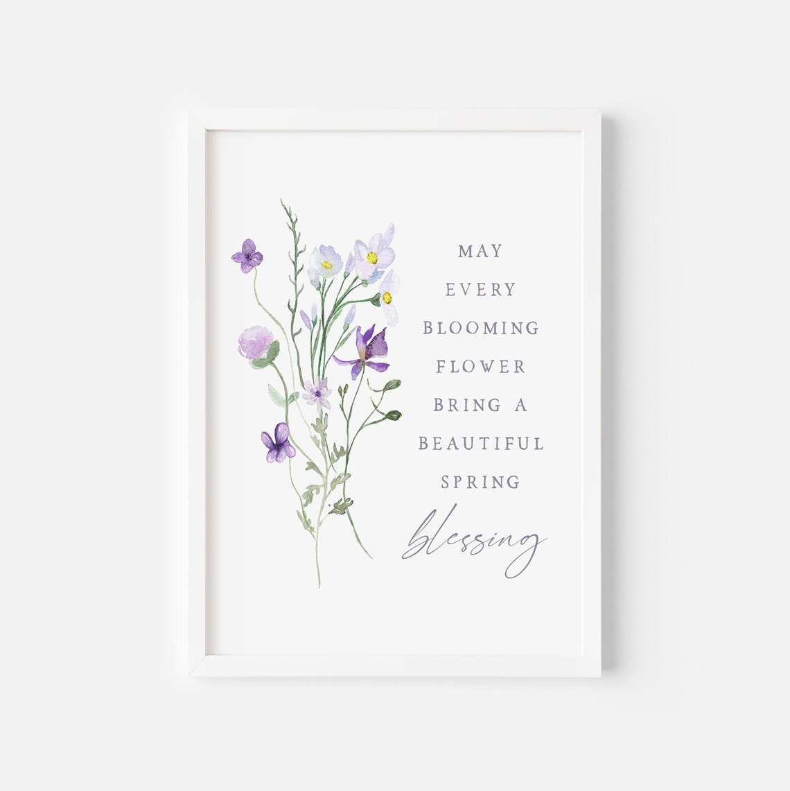 Spring Blessing Quote Purple Wildflowers Watercolor Floral Wall Print - Image 5