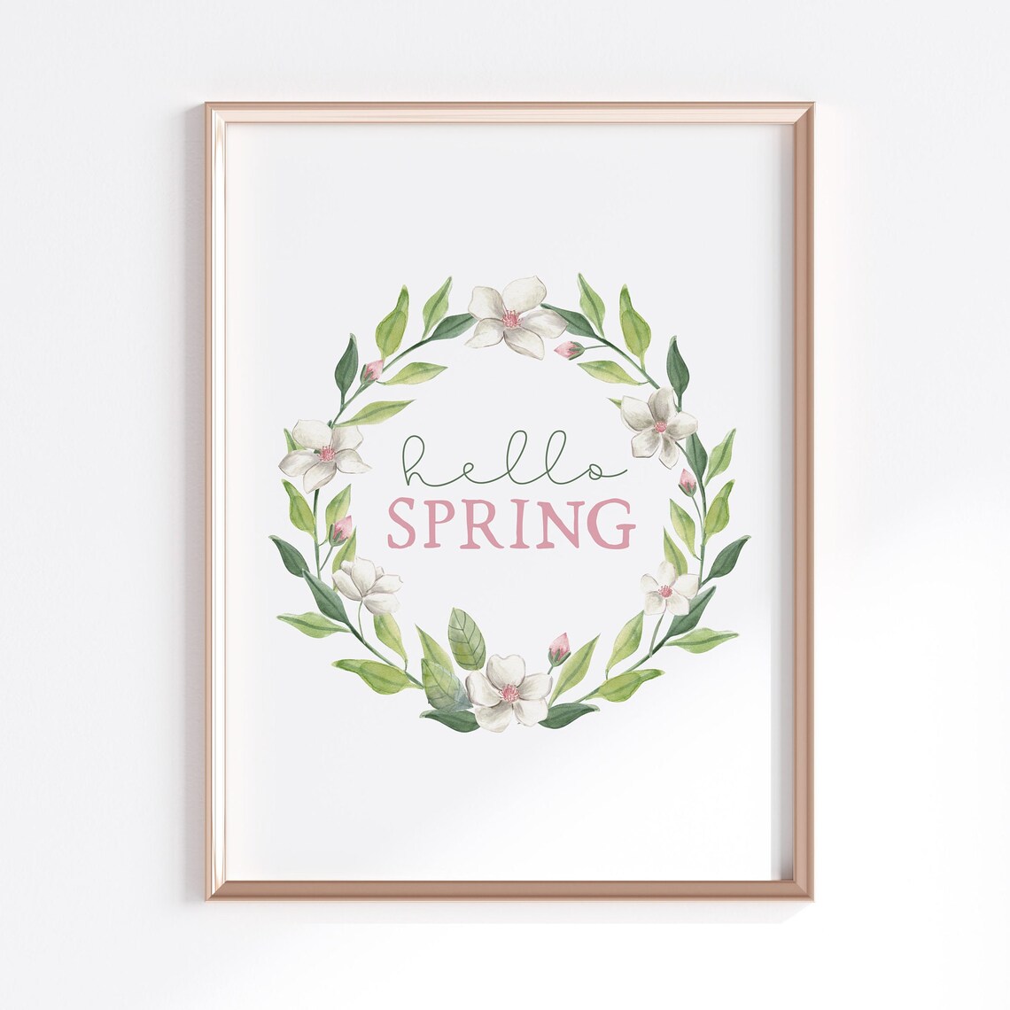Hello Spring Floral Wreath Art Print, Seasonal Decor - Image 4