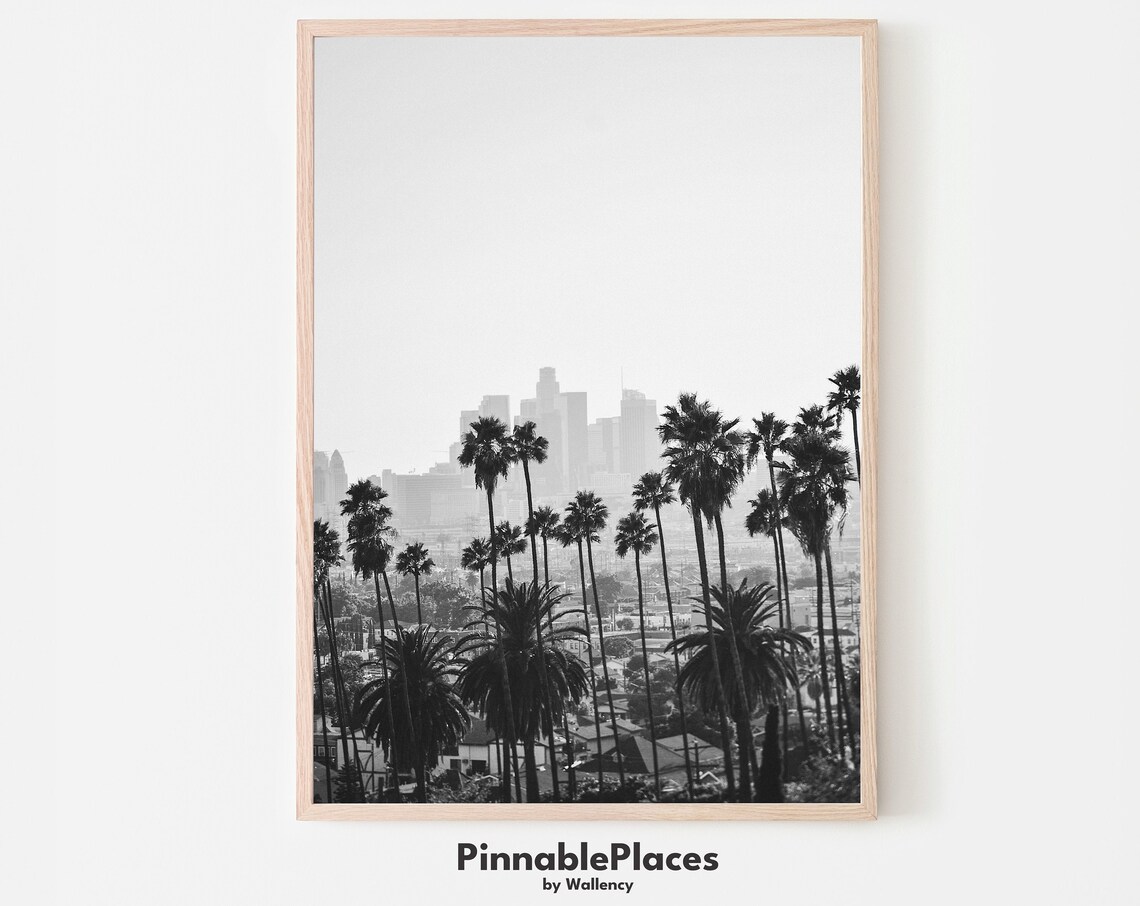Los Angeles Downtown Black And White Travel Poster