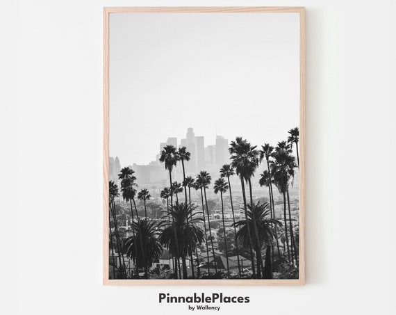 Los Angeles Downtown Black And White Travel Poster
