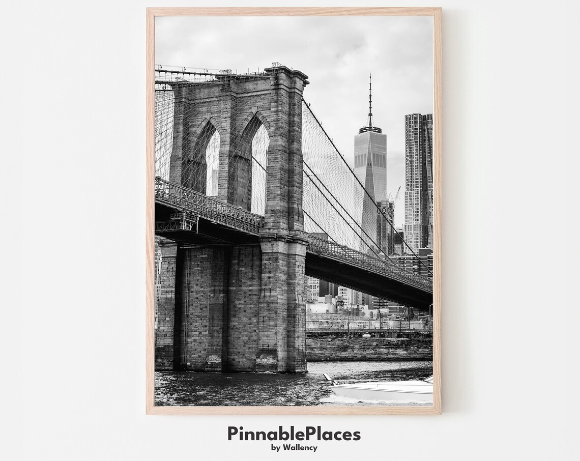 Brooklyn Bridge Black and White New York Art Print