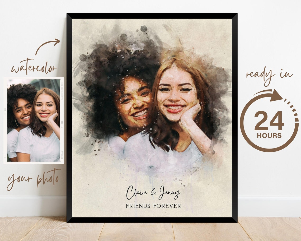 Gift For Mom Mother Grandma Family Portrait Mothers Day Custom Watercolor Portrait From Photo Mom Daughter Print Gift From Daughter - Image 2