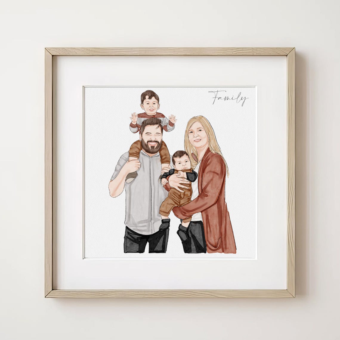 Hand Drawn Custom Family Portrait Miniature Painting From Photo Minimal Family Painting Family Portrait From Photo Hand Painted Portrait