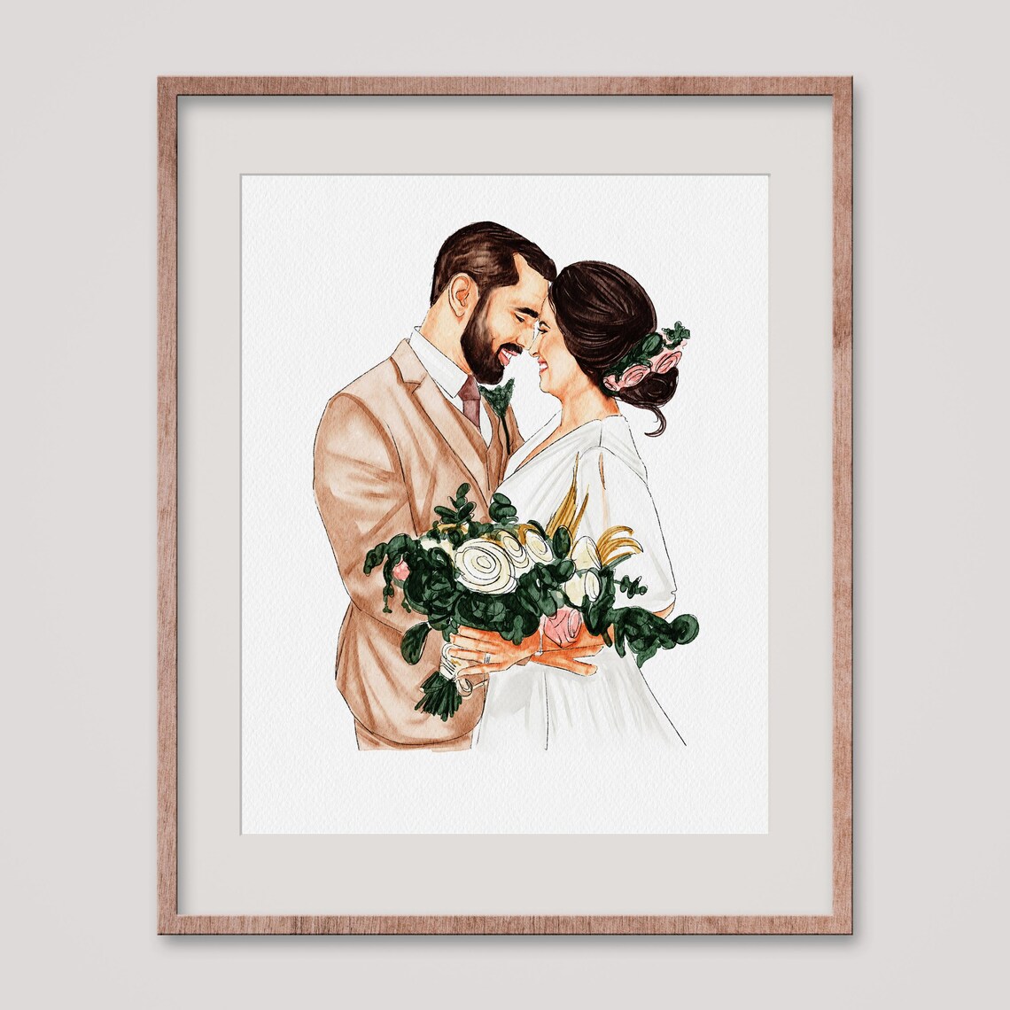 Family of Four Watercolor Portrait Poster Custom Photo Gift Art - Image 2