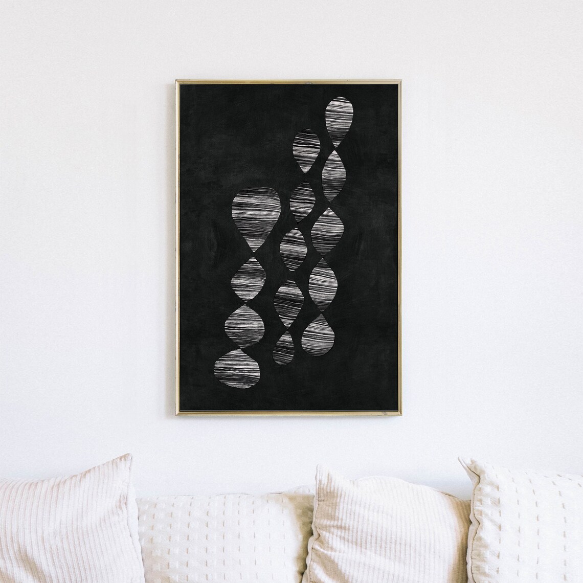 Drops Black and White Abstract Art Print, Modern Scandi - Image 2