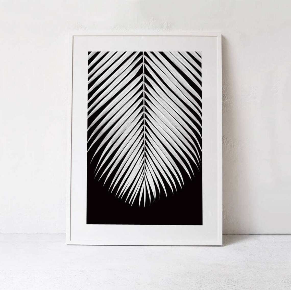 Tropical Leaf Black And White Poster Art Print - Image 3