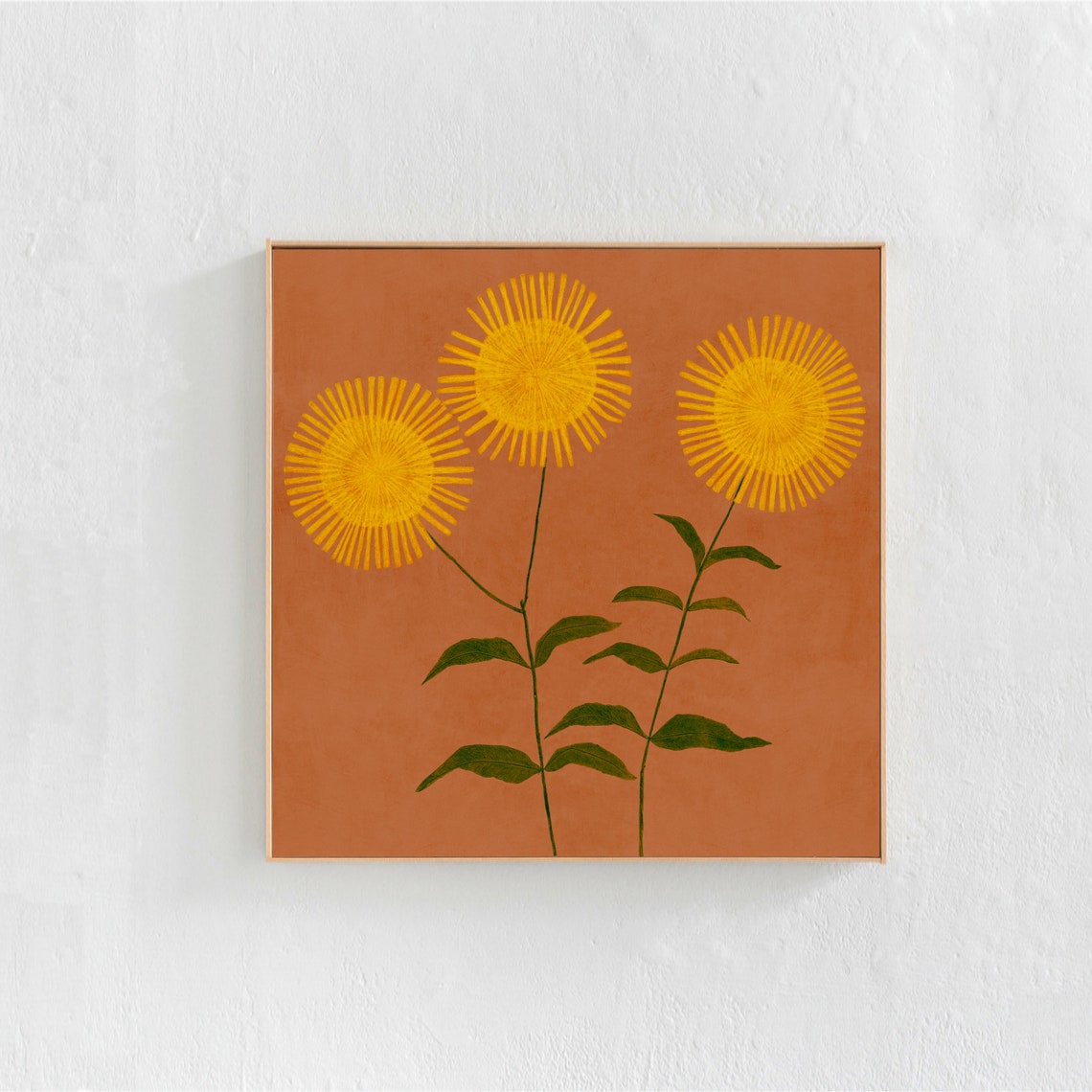 Flowercore Floral Art Print, Orange and Yellow