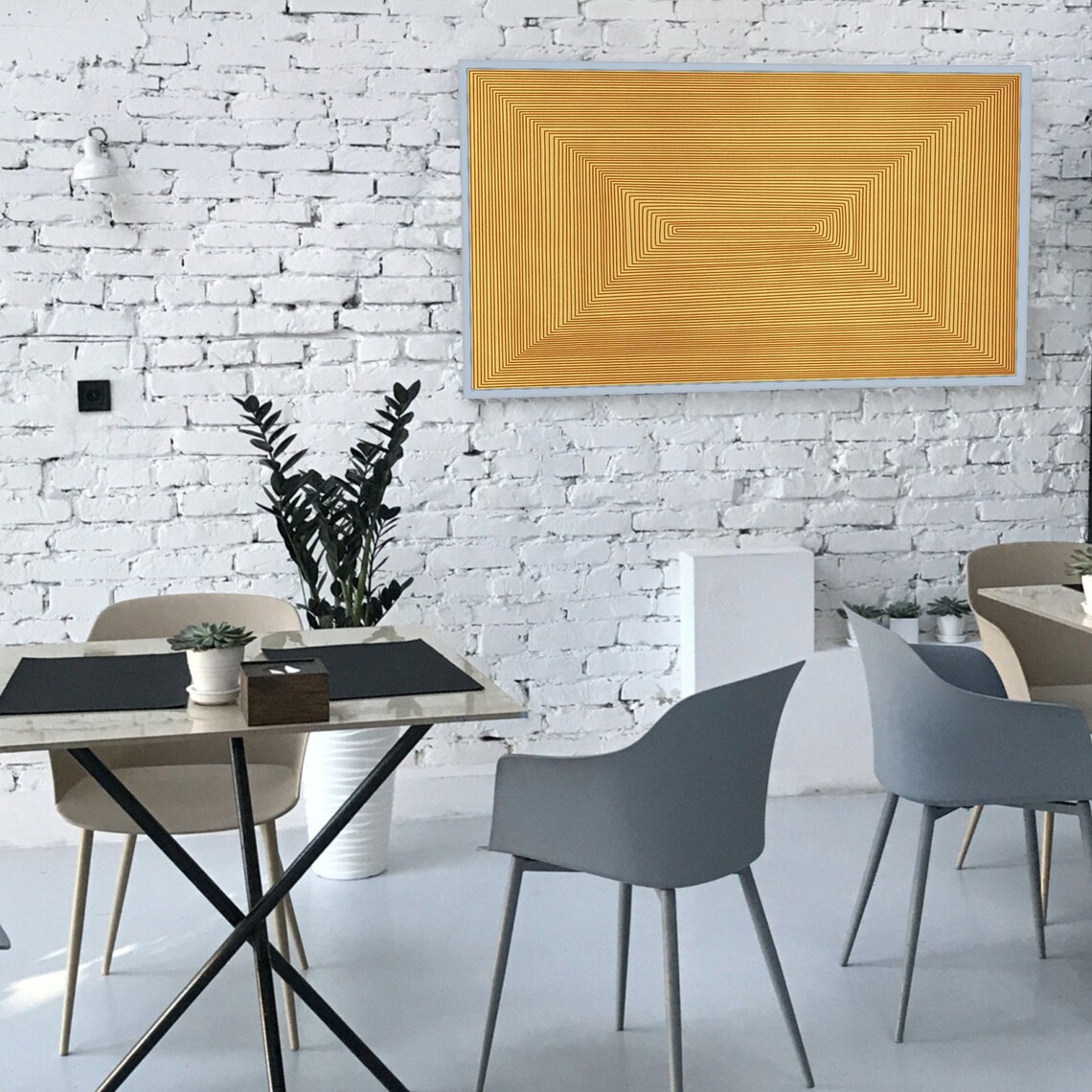 Yellow Abstract Frame TV Art, Geometric Poster - Image 2